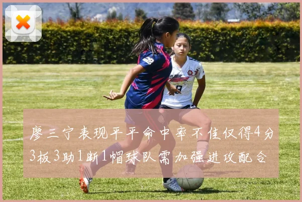 廖三宁表现平平命中率不佳仅得4分3板3助1断1帽球队需加强进攻配合